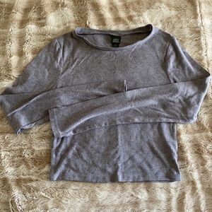Long Sleeve Gray Ribbed Shirt Wild Fable